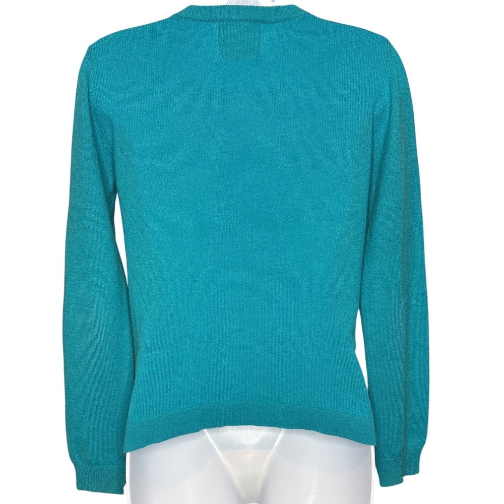 Jumper 1234 Womens 100% Cashmere Crewneck Sweater Turquoise Size 1/XS Old Money - Picture 2 of 9